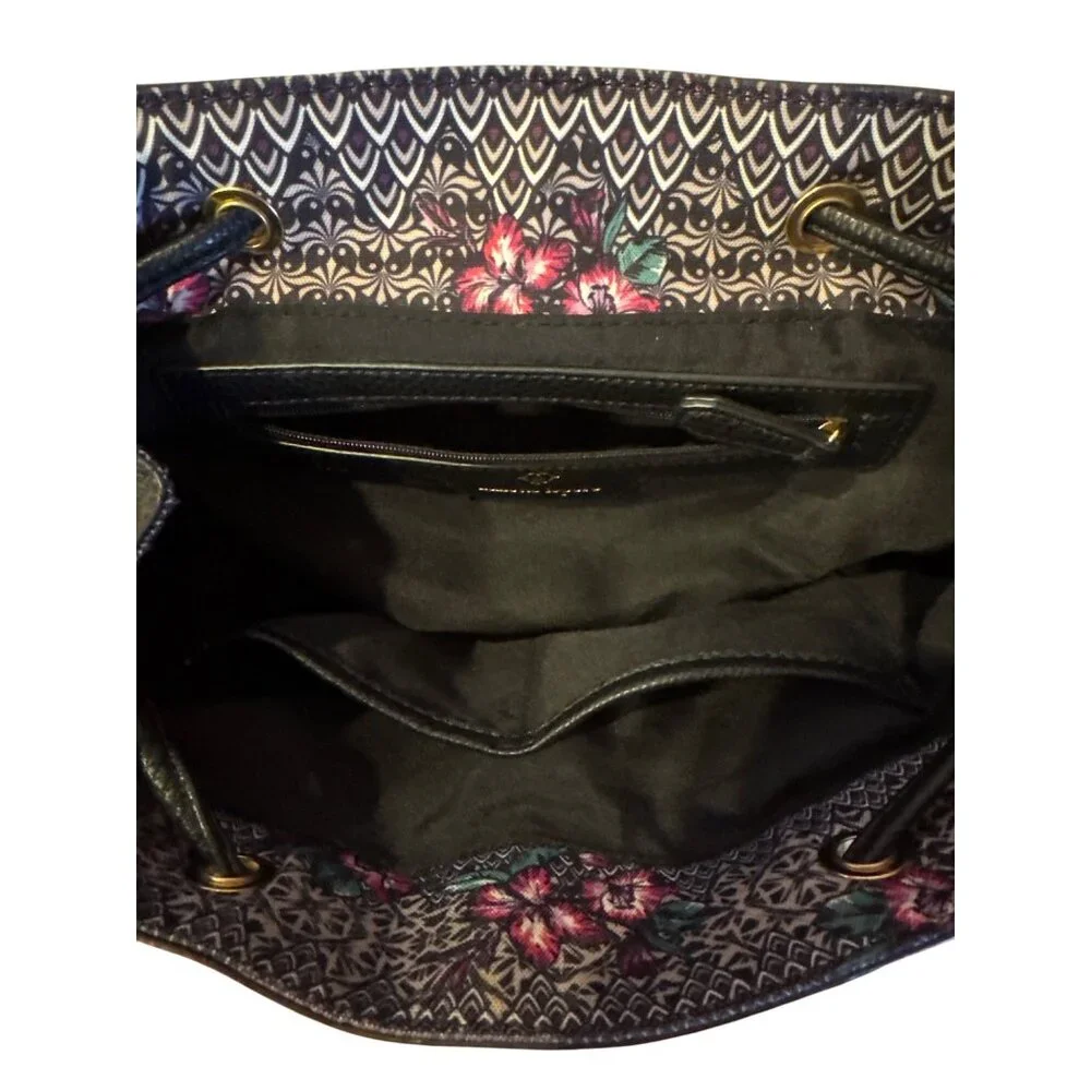 Nanette Lepore Black Faux Leather Backpack Purse Tote Convertible Bag Women's